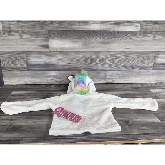 Wippette Kids Faux Fur Girls Zip Up Unicorn Sparkly Jacket Size 12 Months/white. - Picture 2 of 16
